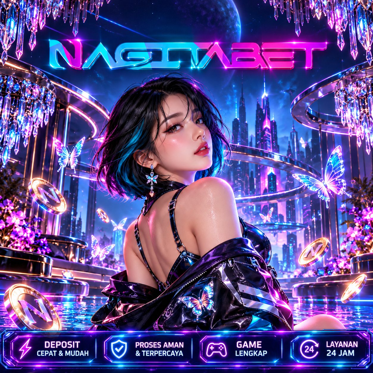 Banner NAGITABET LIVE, ilustrasi hiburan game digital